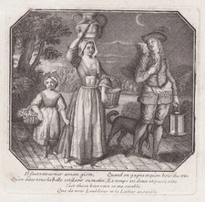 Farmers Peasants Bauern Gravure Copperplate Engraving 1750