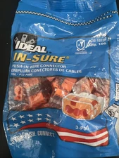 Bag of 100 In-Sure 30-1033P Push-In Wire Connector 3-Port  - New Orange