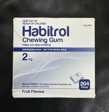 2 Boxes Habitrol Nicotine Gum 2mg Fruit Flavor 2 x 204 Pieces  Exp 03/2027