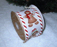 2-1/2" Gingerbread Wired Edge Ribbon - 10 Yard Roll Arctic Holiday  Polyester