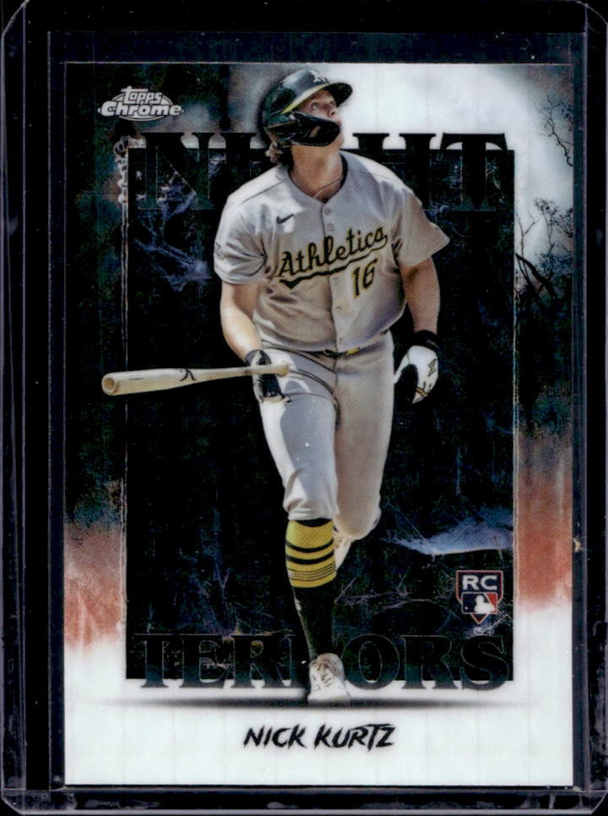 2025 Topps Chrome Update Nick Kurtz Night Terrors RC Geometric Refractor #NT-5