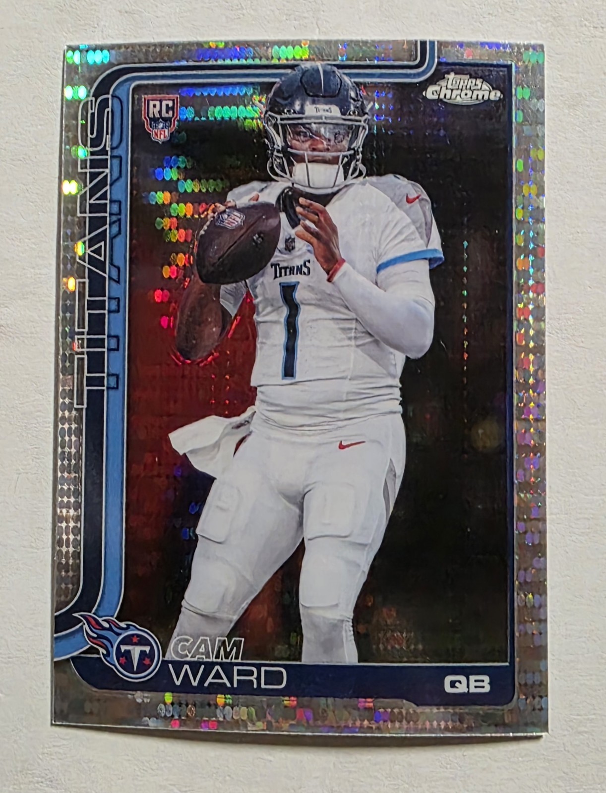 Topps 2025 Chrome Rookies Cam Ward Tennessee Titans RC Pulsar Refractor #314
