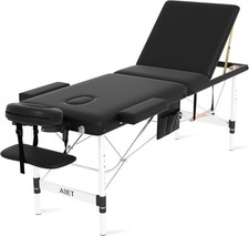 ABET Massage Table, 3 Fold Portable Professional Lash Tattoo Spa Bed, Height Adj