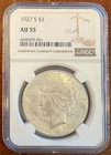 1927 S NGC AU55 Peace Silver Dollar