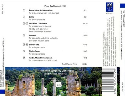 PETER SCULTHORPE: THE FIFTH CONTINENT NEW CD