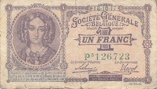 Deutschland Belgien Occupation 1 Franc 1917 gebraucht (Serie p3)