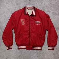 Vintage Frontier Hotel Casino Las Vegas Jacket Mens Large Red Poker Jack Straus