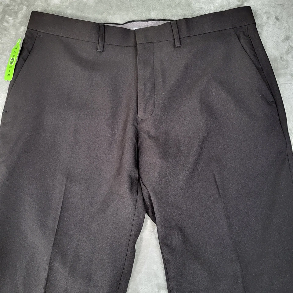 Haggar H26 Pants Mens 36x32 (Fits 37x32) Black Wrinkle Free Straight Stretch - Image 2 of 4