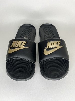 Nike Victori One Slide CN9675-006 Black Metallic Gold Men display picture 1