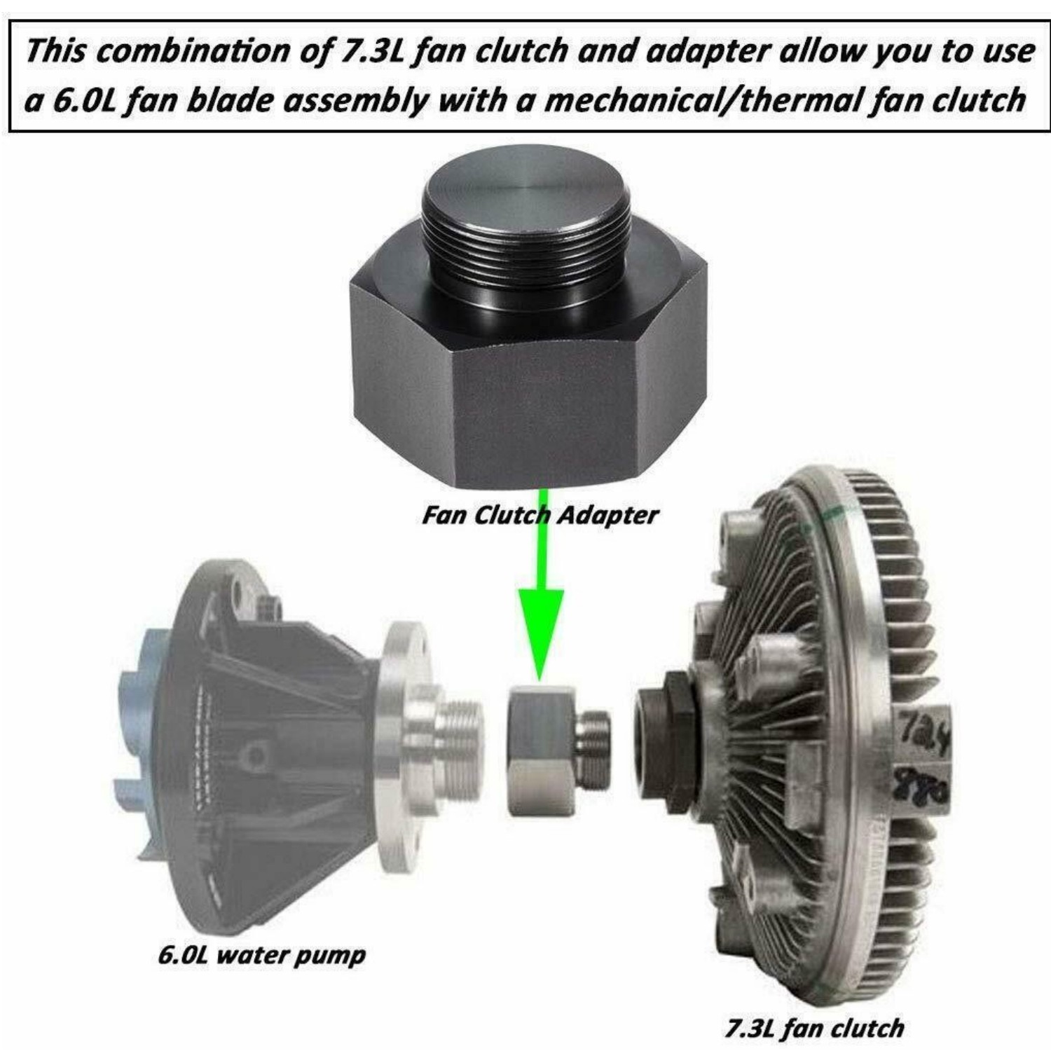 Fan Clutch Adapter for Ford 6.0L to 7.3L Powerstroke Diesel Mechanical 2003-07 thumbnail 4