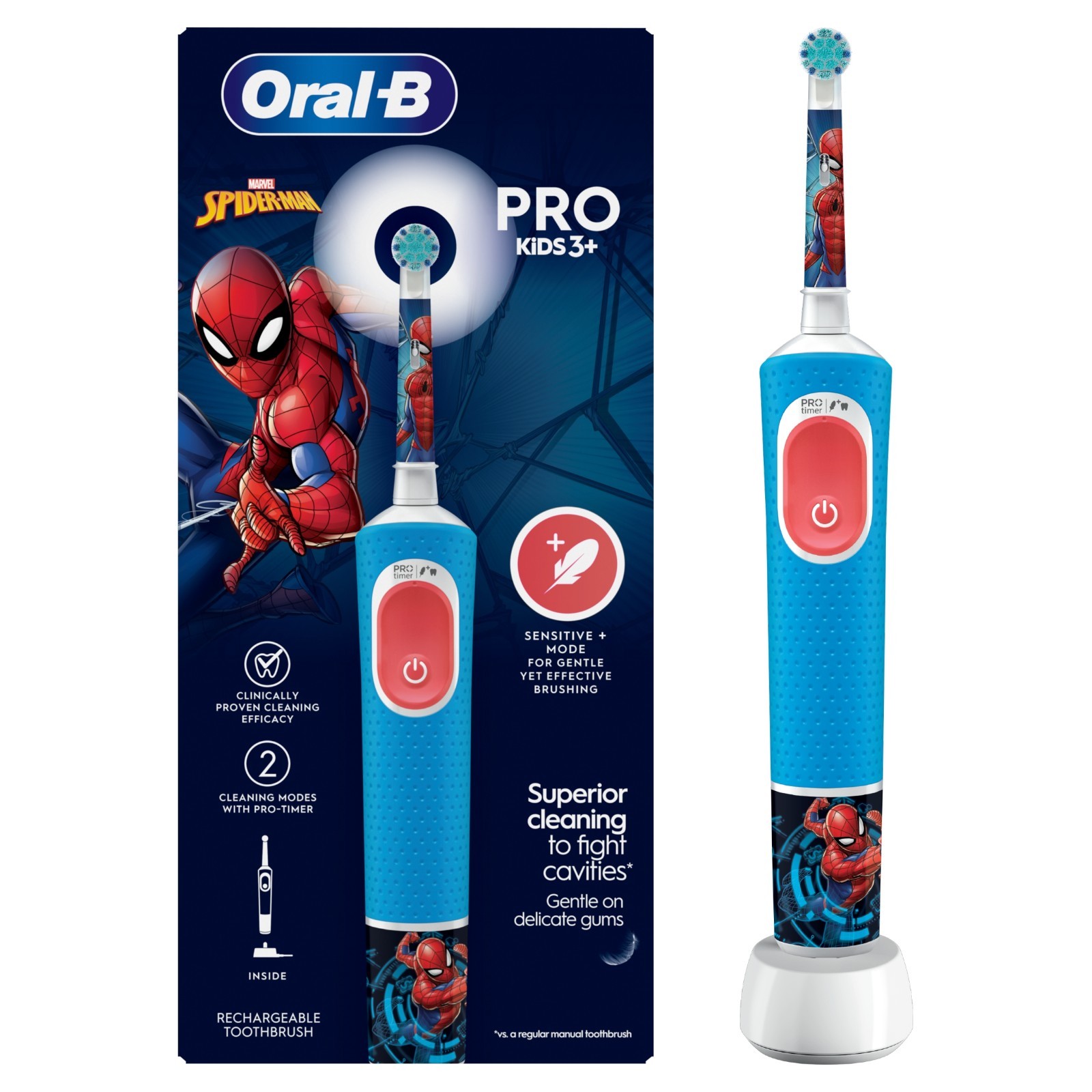 Oral-B Pro Kids Electric Toothbrush, 1 Handle Featuring Marvel Spider-Man, 1 Toothbrush Head, Designed By Braun, For Ages 3+ - Image 4