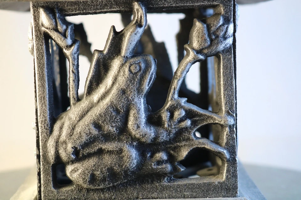 Vintage Cast Iron Frog Pond Pagoda Lantern / Candle Holder Garden/Patio Decor - Image 2 of 4