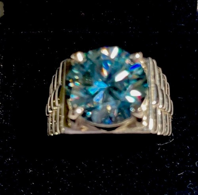 #ad #ad RARE 7.65Ct Certified Blue Diamond HPHT Unisex Ring 925 Slvr Shiny Size 9 $147.31