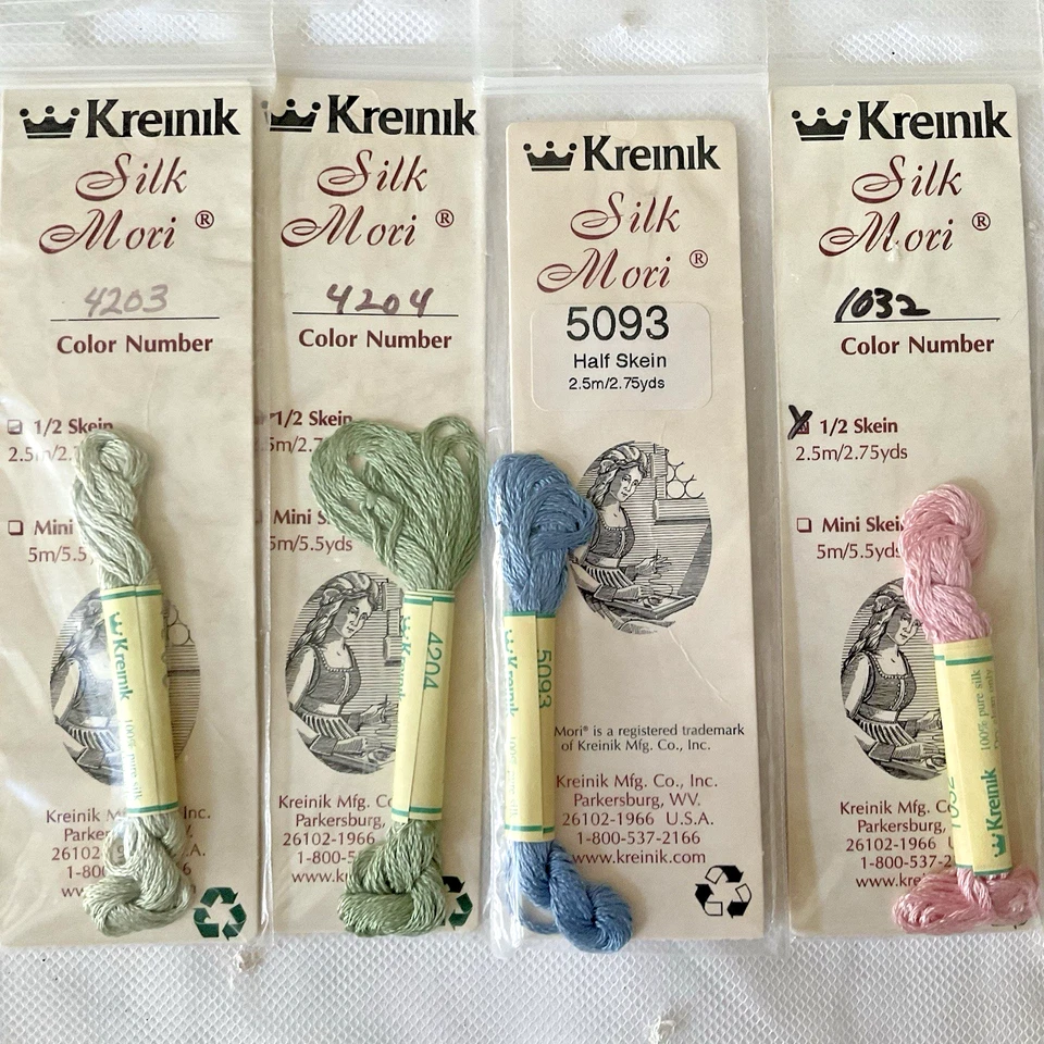 Kreinik Silk Mori Needlepoint Thread Lot of 14 Assorted Color 1/2 Skein 2.75Yds - Image 2 of 4