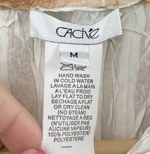 Blusa Cache Arrugada Plisada Botón Frontal Satinado Talla M Boho Artística Hippie Y2K Foto 3 de 4