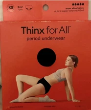 Thinx for All Period Underwear - Super Absorbency - Black Brief XS New
