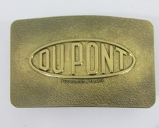 Vintage 1960's DuPont Solid Brass Metal Belt Buckle - Western Style