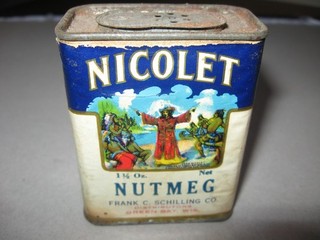 Antique Circa 1930s Nicolet Nutmeg Spice Tin 1 1/2 Oz.