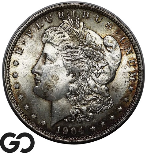 1904-O Morgan Silver Dollar Coin, Beautiful Toner, Solid Gem BU++