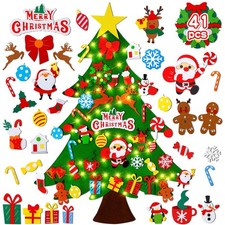 DIY Felt Christmas Tree Set with Ornaments Wall Hanging Xmas Gifts for Kids