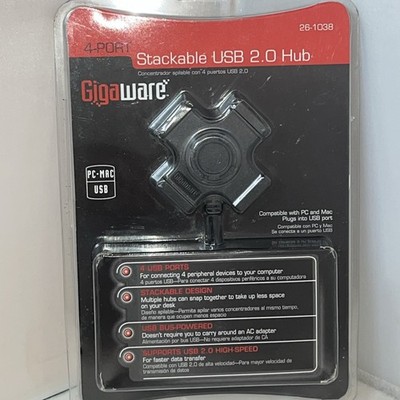 New Gigaware 4-Port Modular Stackable USB 2.0 Hub 26-1038 PC Mac 0040293018818￼