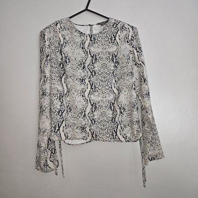 Womens Primark Size 10 Snake Print Going Out Blouse Long Sleeve