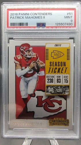 2018 Panini Contenders Football PATRICK MAHOMES II Season Ticket #51 PSA 9