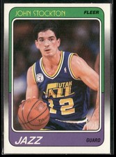 1988-89 Fleer #115 John Stockton Rookie Card RC Utah Jazz HOF. rookie card picture