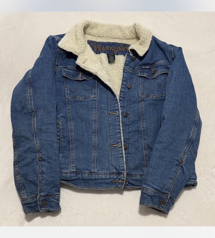 Wrangler Womens XL Denim Sherpa Lined Jacket