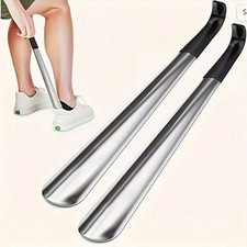 16.5inch Stainless Steel Long Handled Metal Shoe Horn Lifter with Hanging Hole