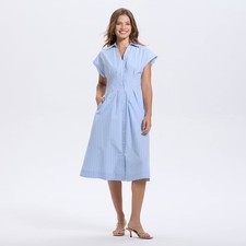 Women Short Sleeve Pleated Midi Shirtdress - A New Day