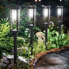 Solar Pathway Lights Outdoor Waterproof 4 Pack Upgraded Solar Walkway Landsca...