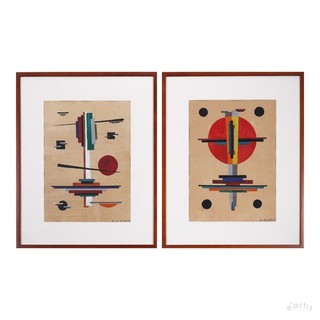 BORIS ALEPKOV 2x PAINTING ABSTRACT SUPREMACISM AVANT GARDE RUSSIA VP: €1222