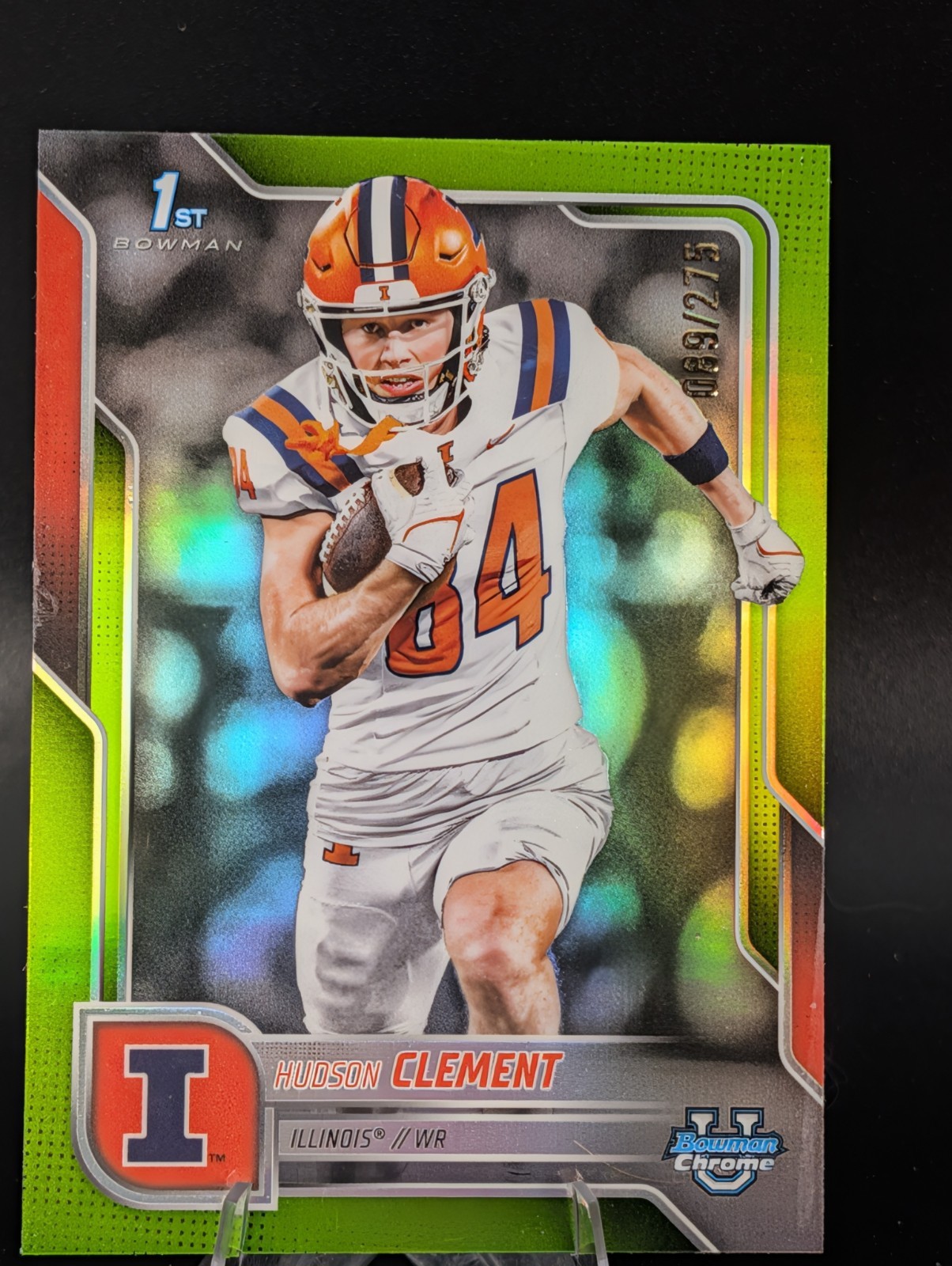 2025 Bowman U Chrome HUDSON CLEMENT Lime Green Refractor #/275 Illinois RC #73