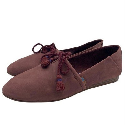 Toms Womens Shoes Kelli Slip On Shoes Sz 7 Burgundy Purple Red Flats Leather