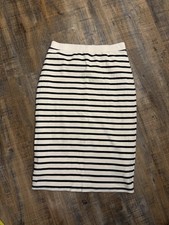 Atelier Kirious Striped Pencil Skirt Small Black Cream Knit Stretch