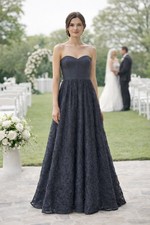 Adrianna Papell Size 4 Sweetheart Grey Formal Rosette Maxi Dress Strapless GUC