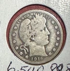 1916D US Barber SILVER Quarter "Denver" Mint! Very Good! Old US Coin!