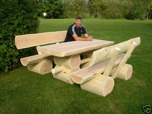 Massive Holzgarnitur,Sitzgruppe,Gartengarnitur,Rustikal,Gartenbank,Sitzgarnitur - Bild 2 von 12