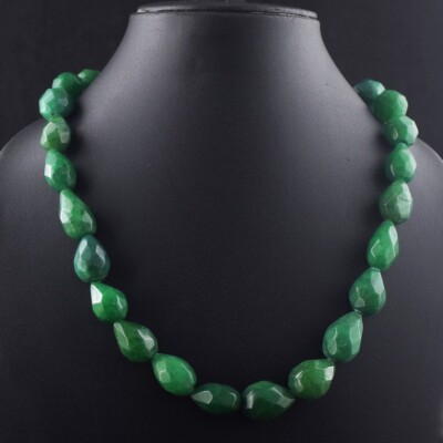 Wonderful Pear Shape 678 Cts Green Emerald Faceted Beaded Necklace AK 17 E597