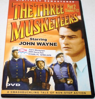 The Three Musketeers Part 2: Chapters 7-12 (DVD, 2004) John Wayne, Swashbuckler