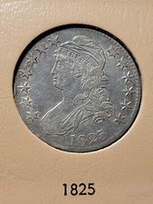 1825 Capped Bust Silver Half Dollar Beautiful and Lustrous AU 