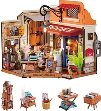 Rolife Holz Puppenhaus Miniatur Mit Möbel Corner Bookstore DIY Geschenke 1:24