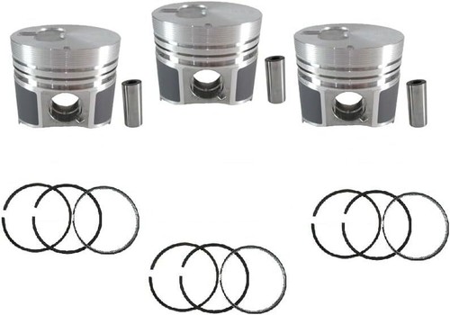 3 Sets Piston Kits (Pin & Clip) 74MM & Ring Set STD for Isuzu 3KC1 Engine - Afbeelding 1 van 7