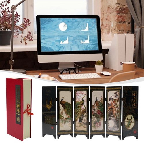Contemporary Mini Peacock Wooden Screen Room Divider Folding Partition Set - Picture 7 of 24