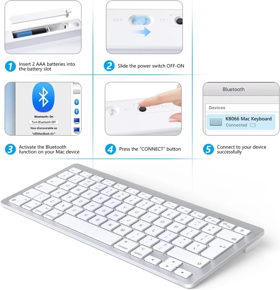 OMOTON Bluetooth Keyboard for Mac, Wireless keyboard for Apple MacBook Pro/Air, - Image 3 of 4