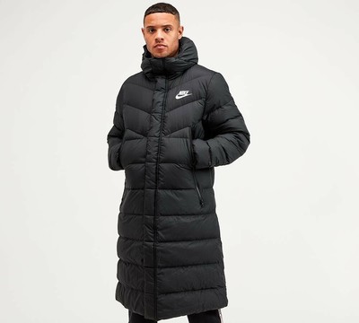 Nike NSW Premium Herren Down Fill Gefütterte Parka Jacke Lang Schwarz