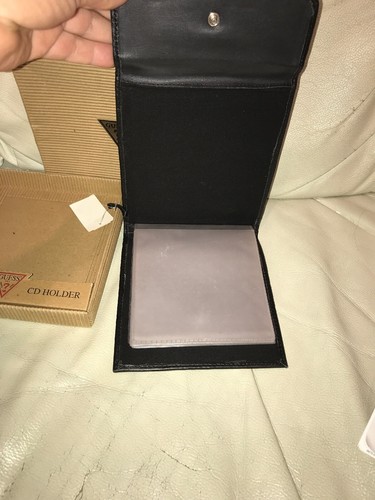 GUESS BLACK FAUX LEATHER CD/DVD CASE HOLDER IN BOX HOLDS 12 VTG NOS - See Desc - Picture 8 of 9