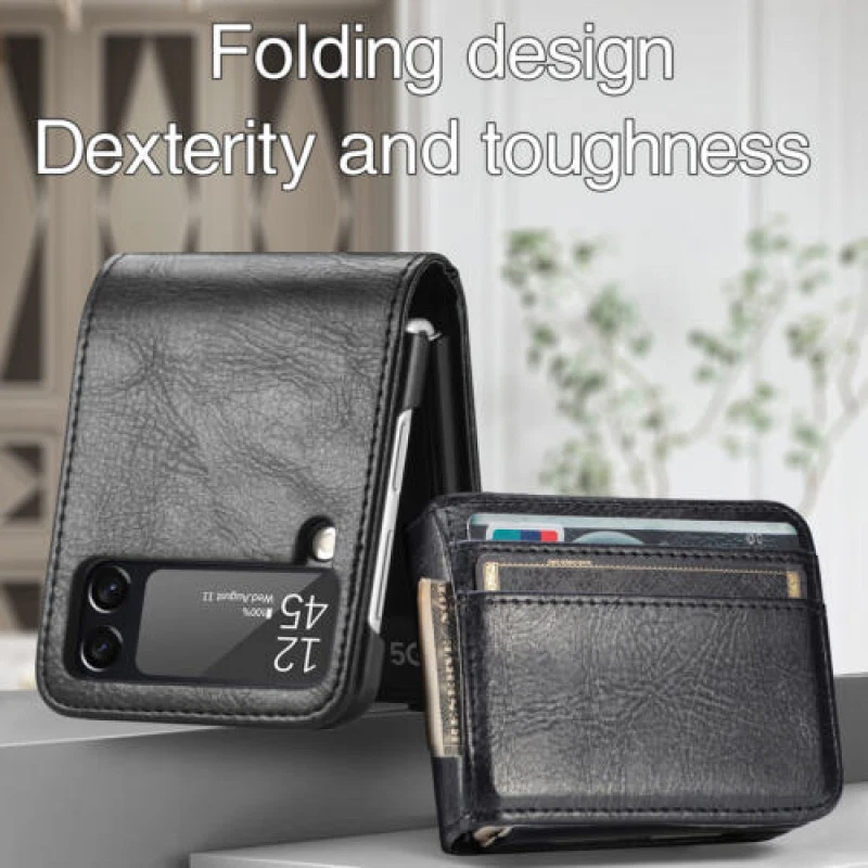 for Samsung Galaxy Z Flip 4 3 Case Shockproof Leather Wallet Card Phone Cover - Image 4 of 4