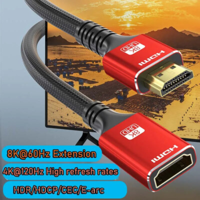 HDMI Extender 2.1 HDMI Male to Female Adapter 4K 120Hz 8K HDMI Extension Cable